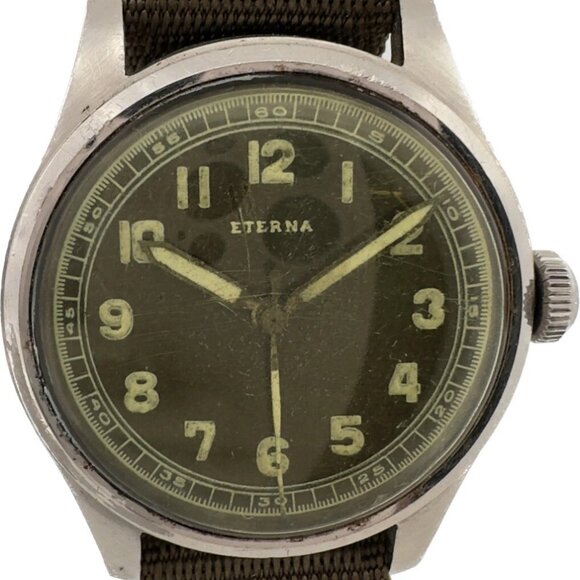 Vintage Eterna Military 17 Jewel Men Bumper Automatic Wristwatch 833 Swiss Steel - Picture 1 of 12